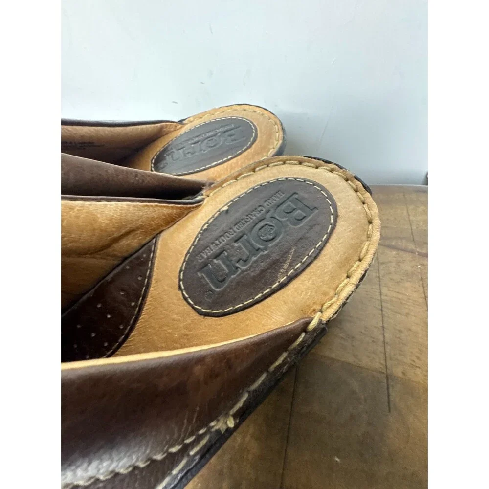 Born Women’s 10 EU 42 Brown Leather Mule Clogs Slip On Comfort Shoes Medium